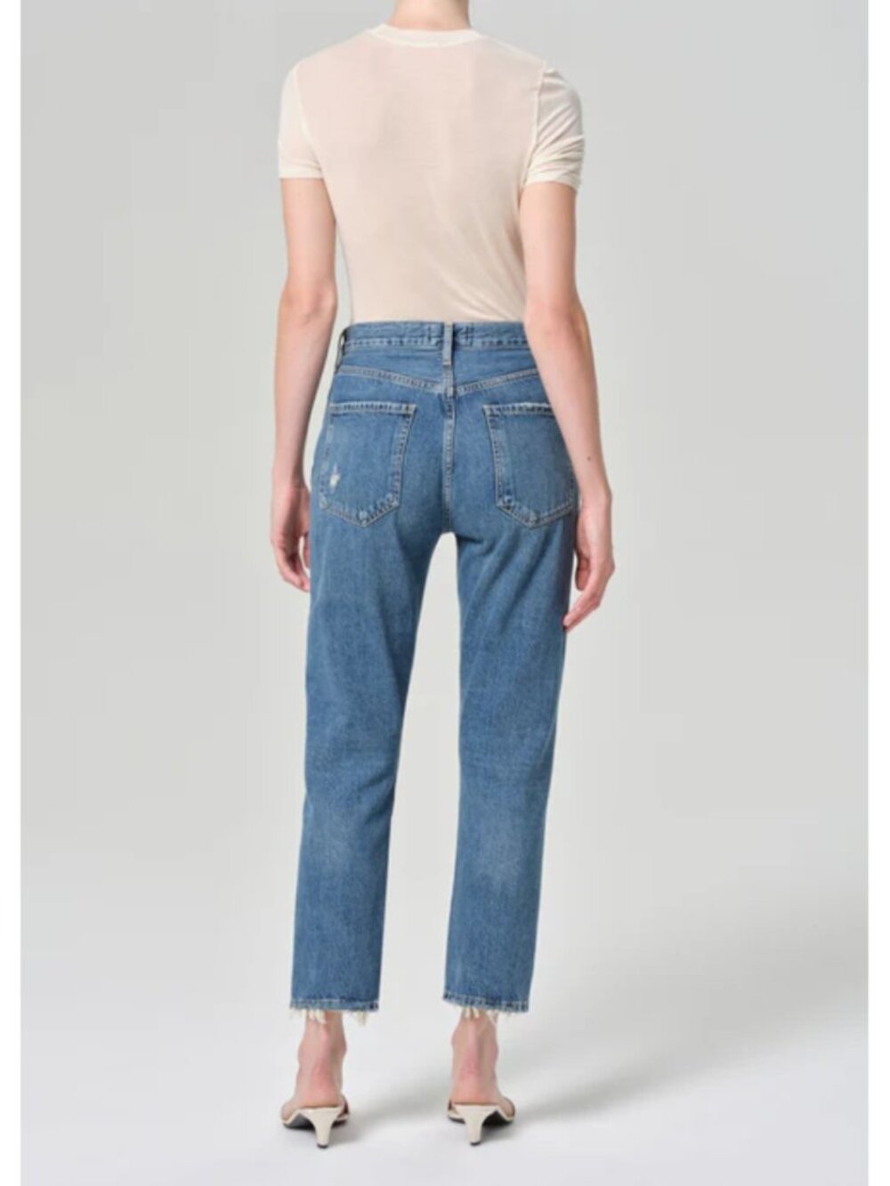Agolde Riley High Rise Straight Crop Jeans Medium Wash Blue Womens Size 24 - Picture 2 of 13